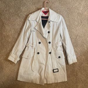 Tommy Hilfiger White-Dotted Spring Belted Peacoat